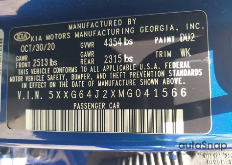 2021 Kia K5 Gt-Line from USA, damaged, VIN 5XXG64J2XMG041566